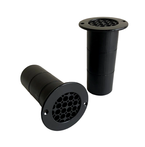 2 x Black Gas Drop Out Round Floor Vent 75mm x 120mm