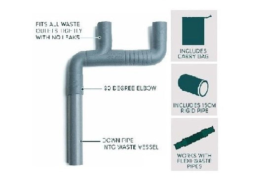 COLAPZ Flexi Waste Pipe Double Adaptor