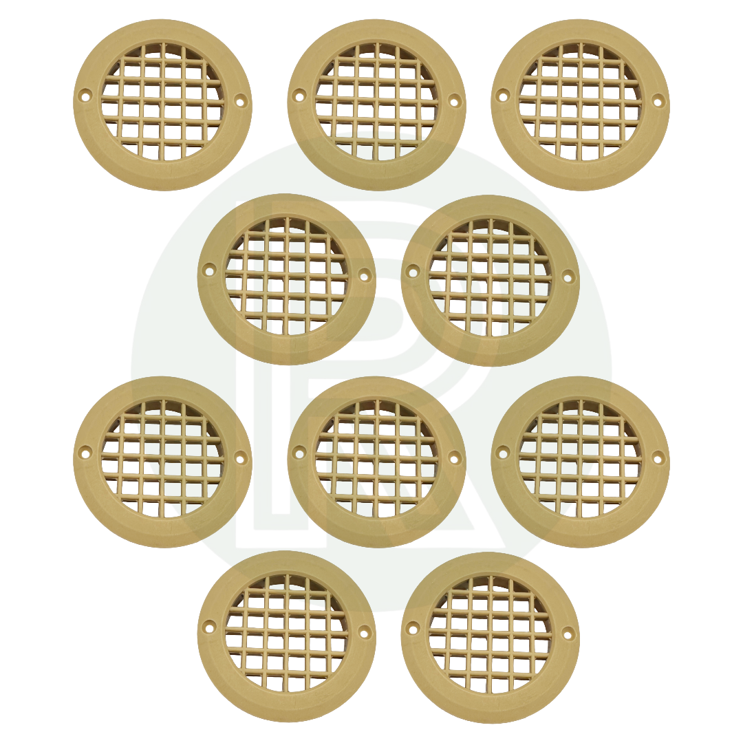 Beige round vent grille pack of 10 for caravan motorhome campervan furniture and ventilation installations
