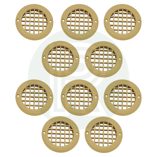Beige round vent grille pack of 10 for caravan motorhome campervan furniture and ventilation installations