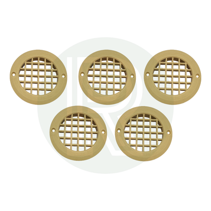 Beige round vent grille pack of 5 for caravan motorhome campervan furniture and ventilation installations