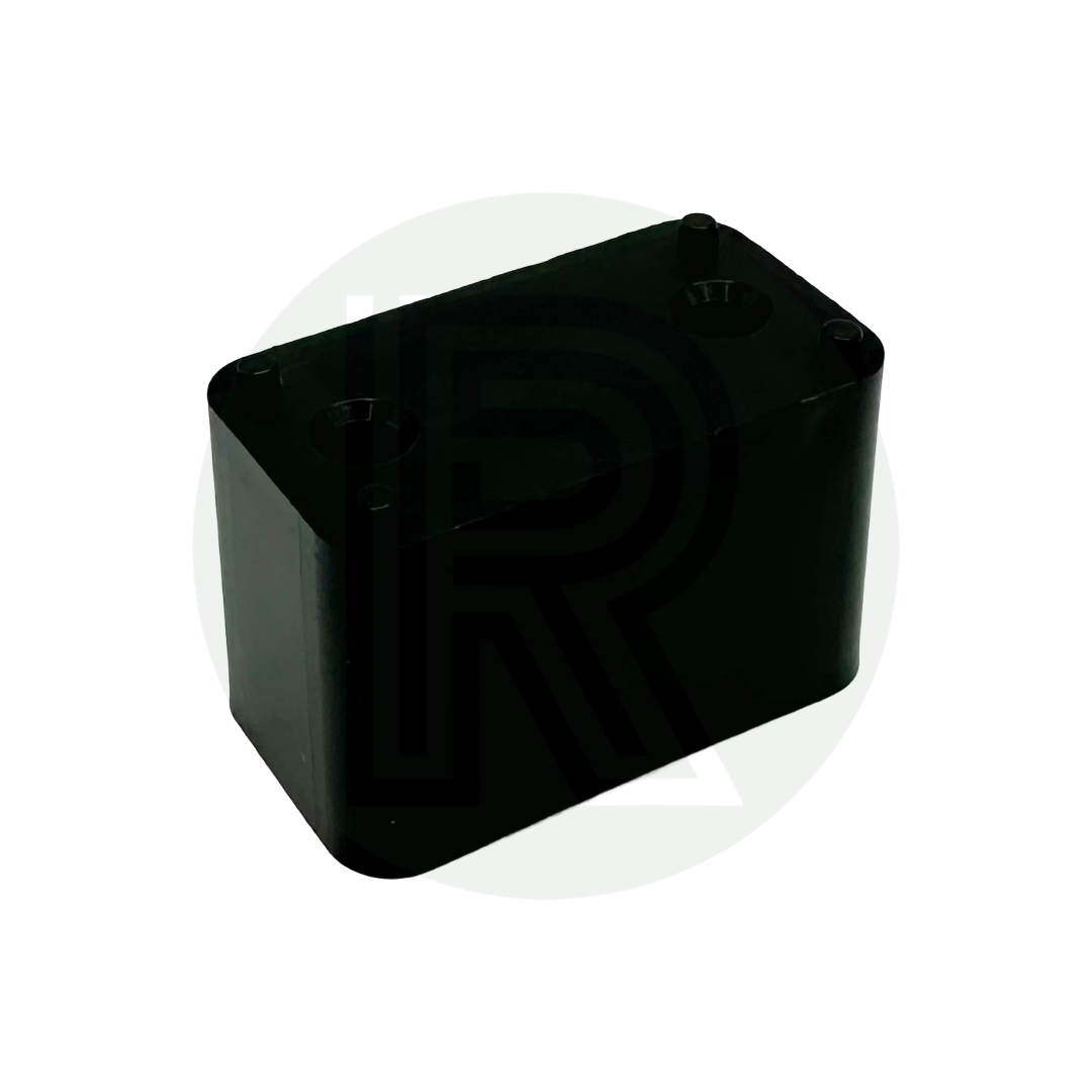 Black spacer block for gas bottle wall bracket installation in campervan caravan and motorhome gas lockers