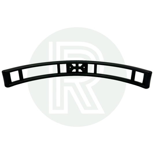 Black gas bottle wall retaining bracket for securing propane and butane cylinders in caravan and motorhome gas lockers