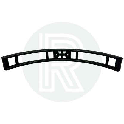 Black gas bottle wall retaining bracket for securing propane and butane cylinders in caravan and motorhome gas lockers