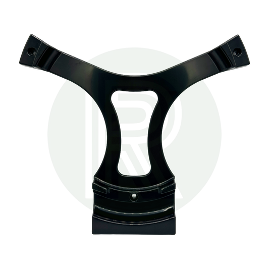 Black LPG gas bottle floor mounting bracket for safely locating and securing cylinders during travel