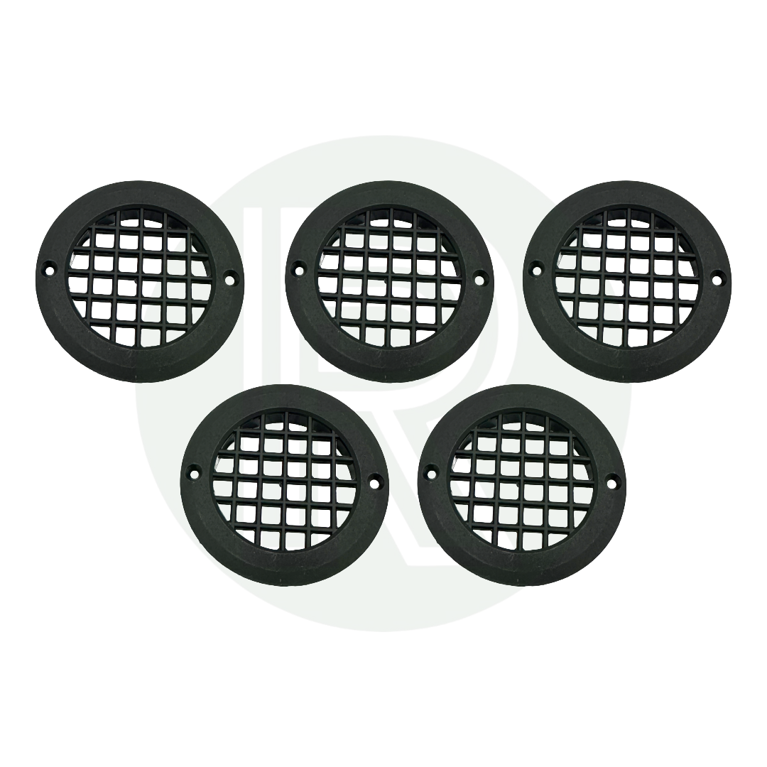 Black round vent grille pack of 5 for caravan motorhome campervan furniture and ventilation installations