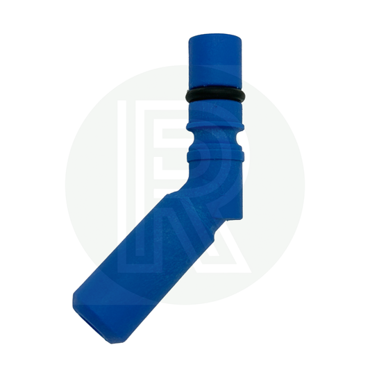 Blue Reich tap connector tail with 12mm push-fit connection and sealing O-ring for caravan and motorhome mixer taps.
