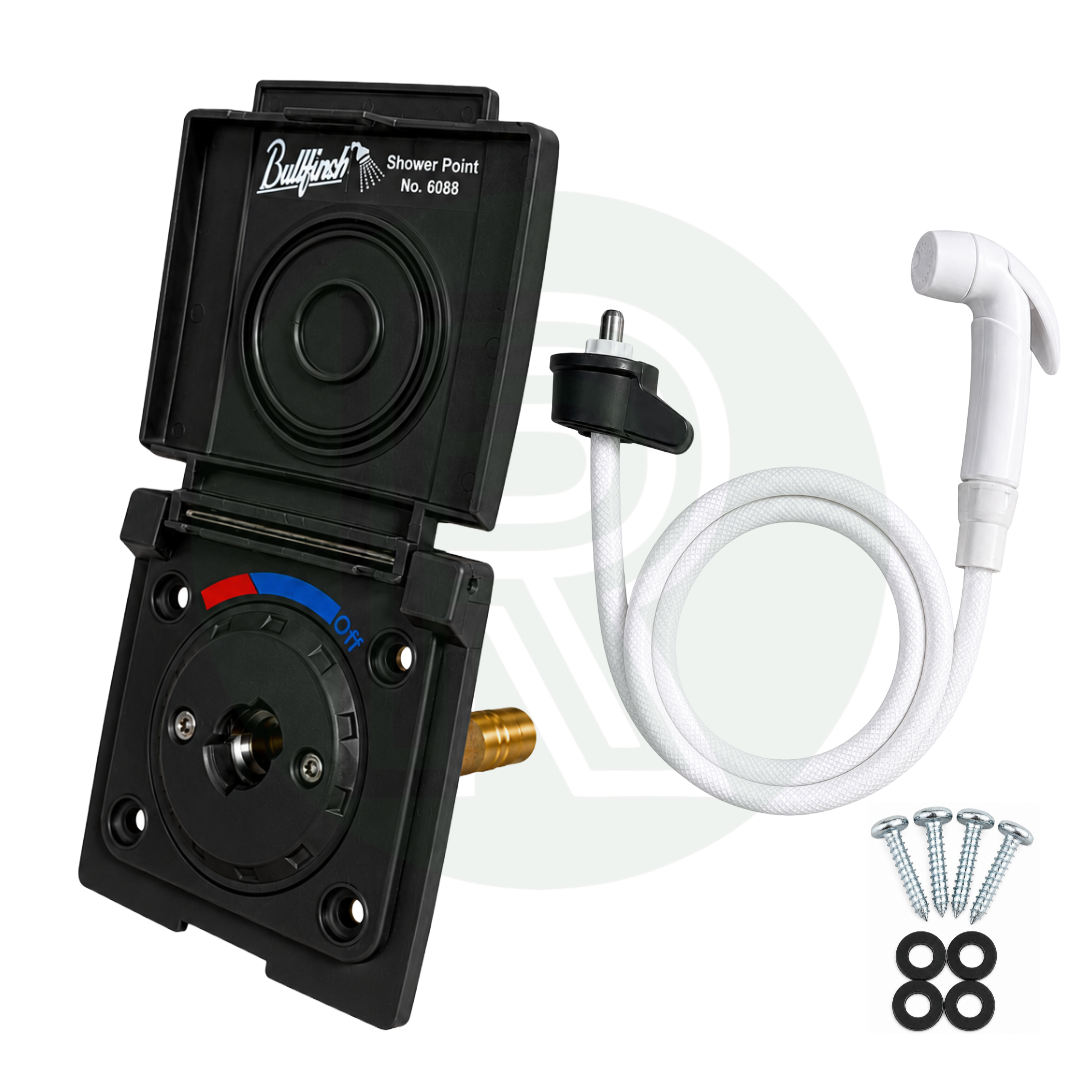 Bullfinch external shower point complete kit in black with shower hose, handset and fixings