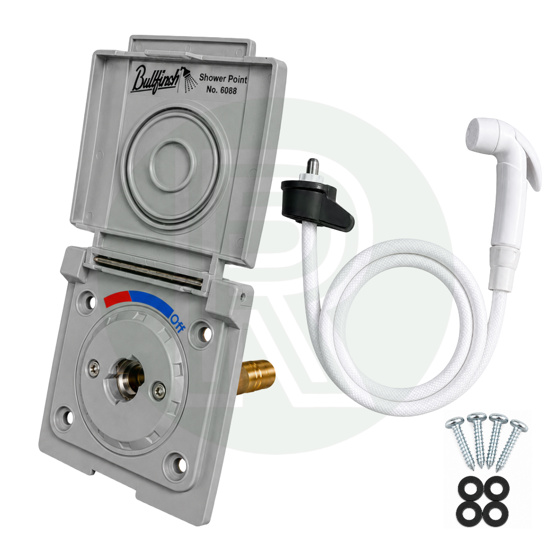 Bullfinch external shower point complete kit in grey with shower hose, handset and fixings