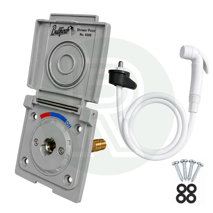 Bullfinch external shower point complete kit in grey with shower hose, handset and fixings