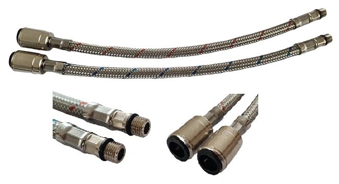 Pair of 300mm Flexible Tap Connectors for John Guest/Whale Semi Rigid Pipe