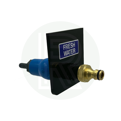 Caravan fresh water sill inlet with 12mm barbed connection for flexible water hose
