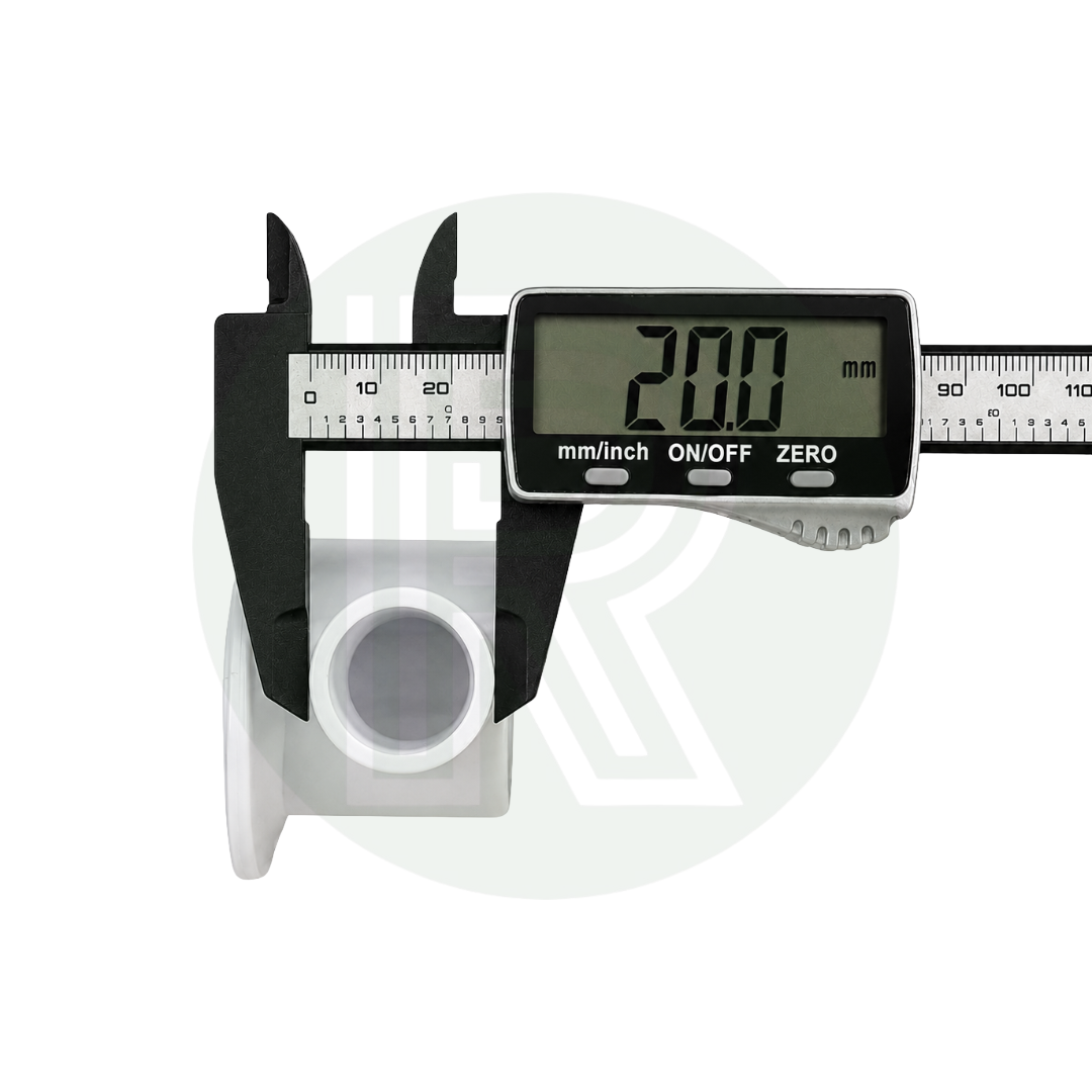 Dometic SMEV white sink waste dimensions showing 20mm angled waste outlet