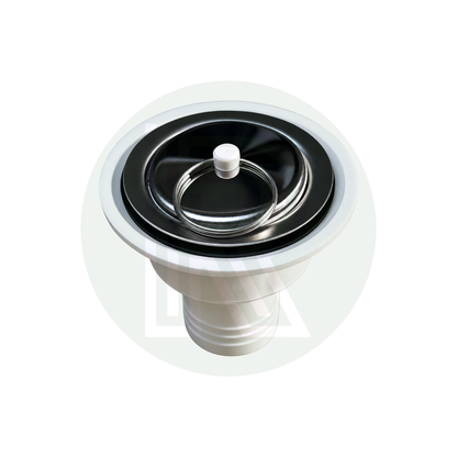 Dometic SMEV white sink waste with removable strainer and plug featuring a straight 25mm waste outlet for caravan motorhome campervan and boat