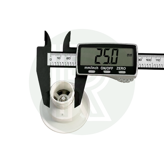 Dometic SMEV white sink waste dimensions showing 25mm straight waste outlet