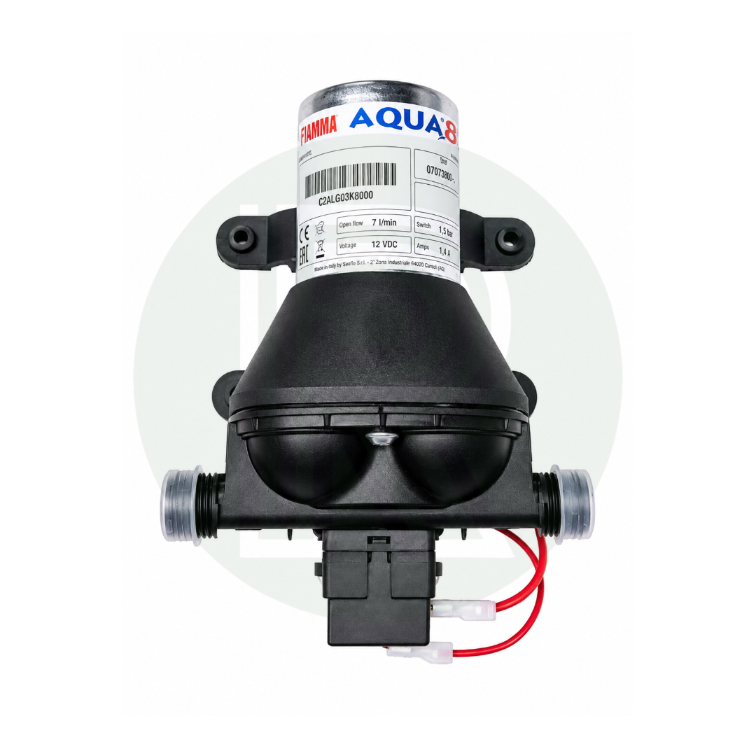 Front view of Fiamma Aqua 8F 12V 7Ltr diaphragm water pump