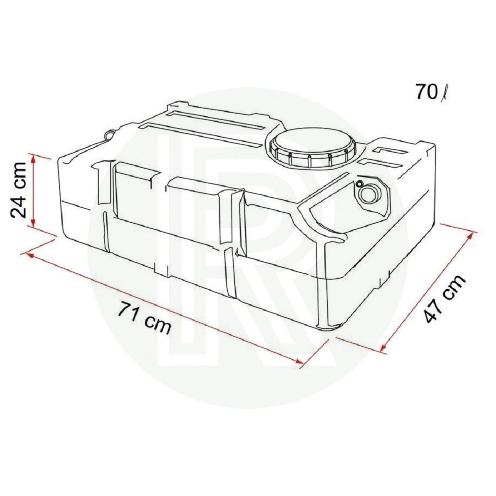 Fiamma Tank 70 flat fresh water tank dimensions 710 x 470 x 240 mm