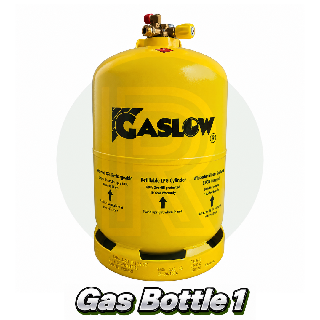 Gaslow refillable LPG cylinder side view