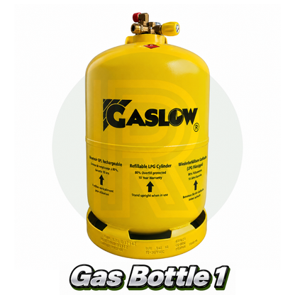 Gaslow refillable LPG cylinder side view