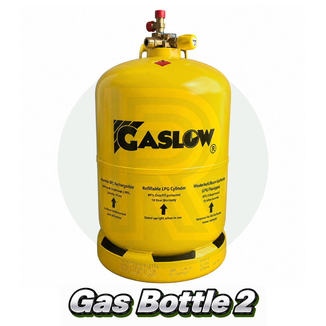 Gaslow refillable LPG cylinder side view