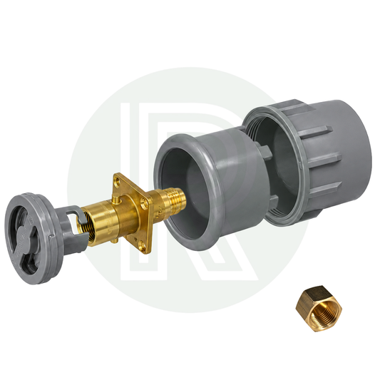 Gaslow Transfer Kit with grey external LPG filler point for transferring a refillable gas system to a caravan motorhome or campervan