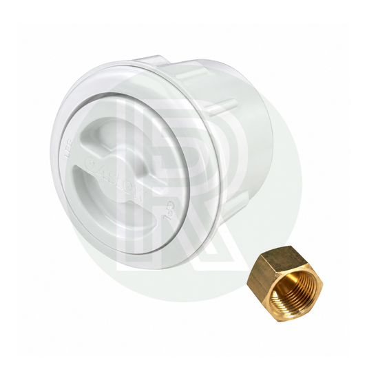Gaslow transfer kit white external LPG filling point with brass adaptor