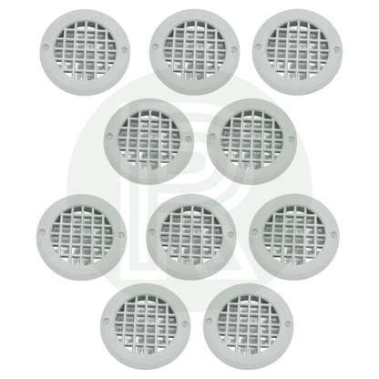 Grey round vent grille pack of 10 for caravan motorhome campervan furniture and ventilation installations