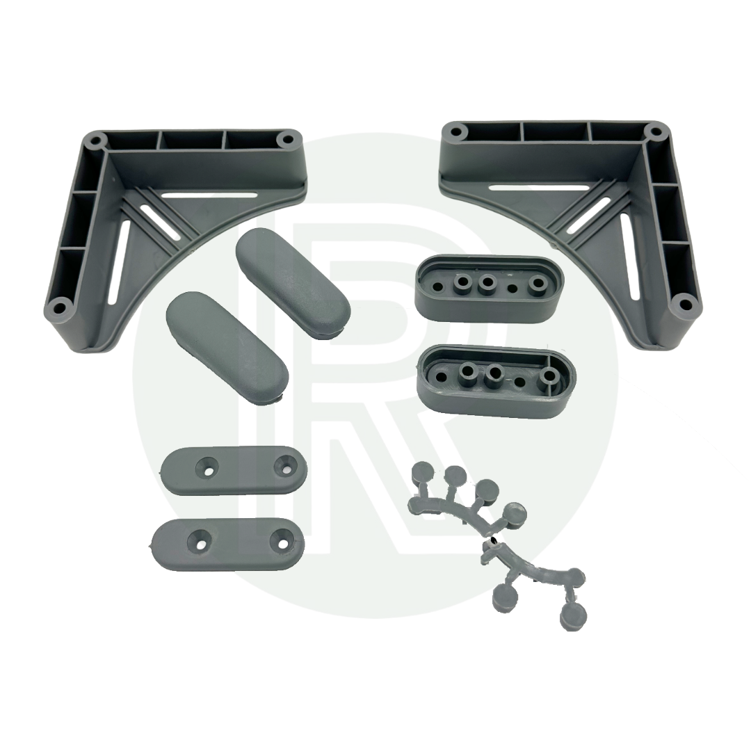 Grey table storage mount kit with brackets retaining clips spacers and fixings for motorhome caravan and campervan table storage