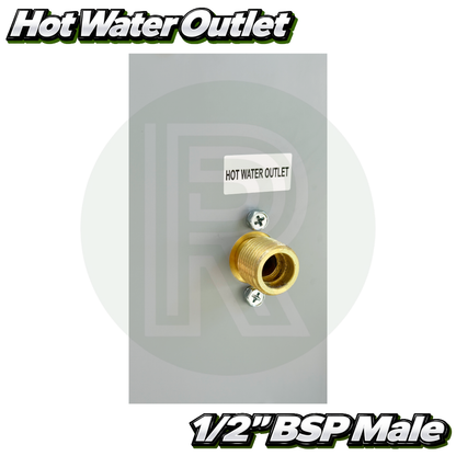 Hot water outlet connection on LPG tankless water heater with 1/2 inch BSP fitting