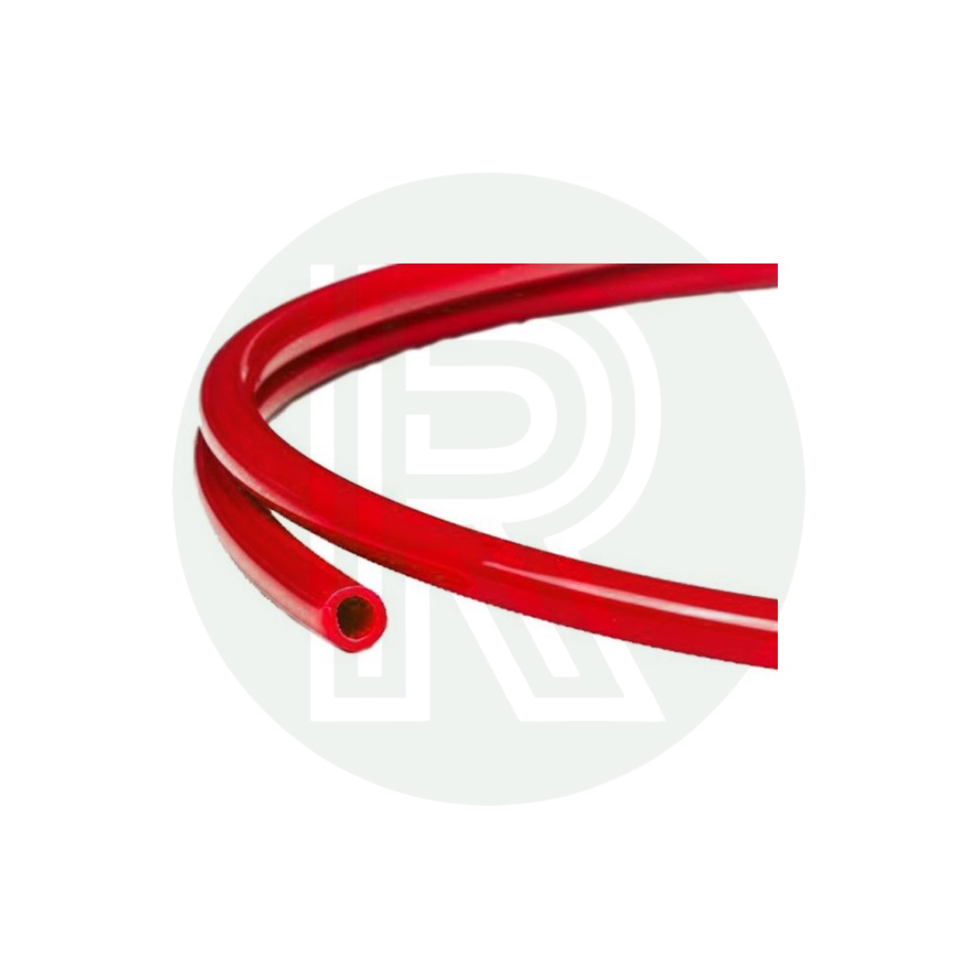 End view of John Guest 12mm red semi rigid hot water pipe
