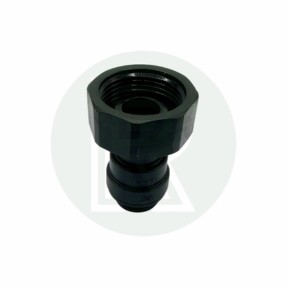Threaded end view of John Guest Speedfit 12mm female to 3/4 inch BSPP female adaptor