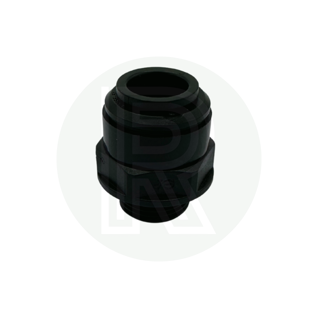 Front view of John Guest Speedfit 12mm female to 3/8 inch BSPP male adaptor