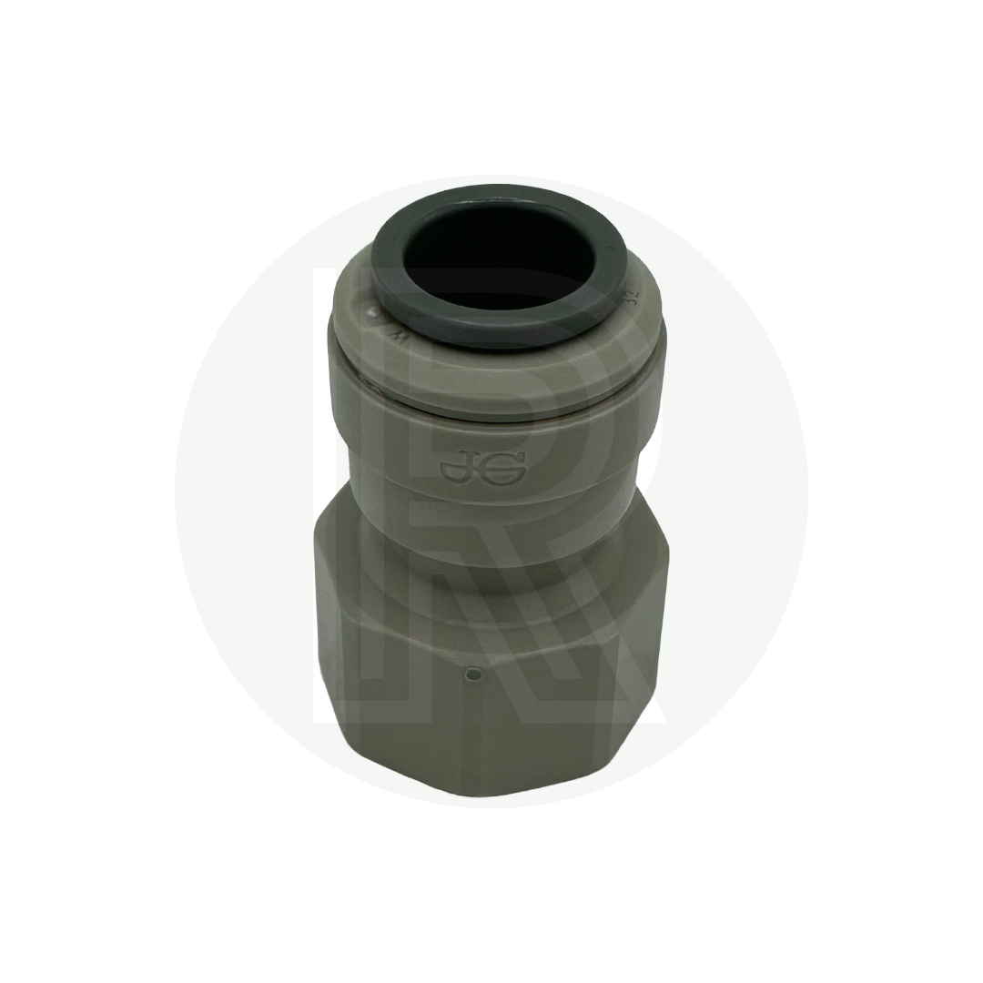 Front view of John Guest Speedfit 12mm female to 3/8 inch BSPP female adaptor