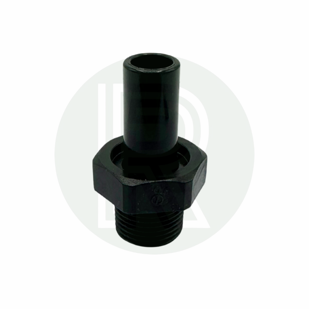 Front view of John Guest Speedfit 12mm male stem to 3/8 inch BSPP male adaptor