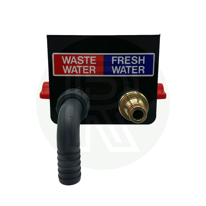Motorhome and campervan sill mounted fresh water inlet and waste water drain outlet