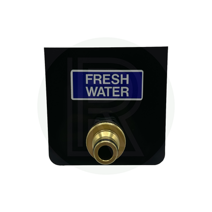 Motorhome and campervan sill mounted fresh water inlet with 12mm barbed hose connection