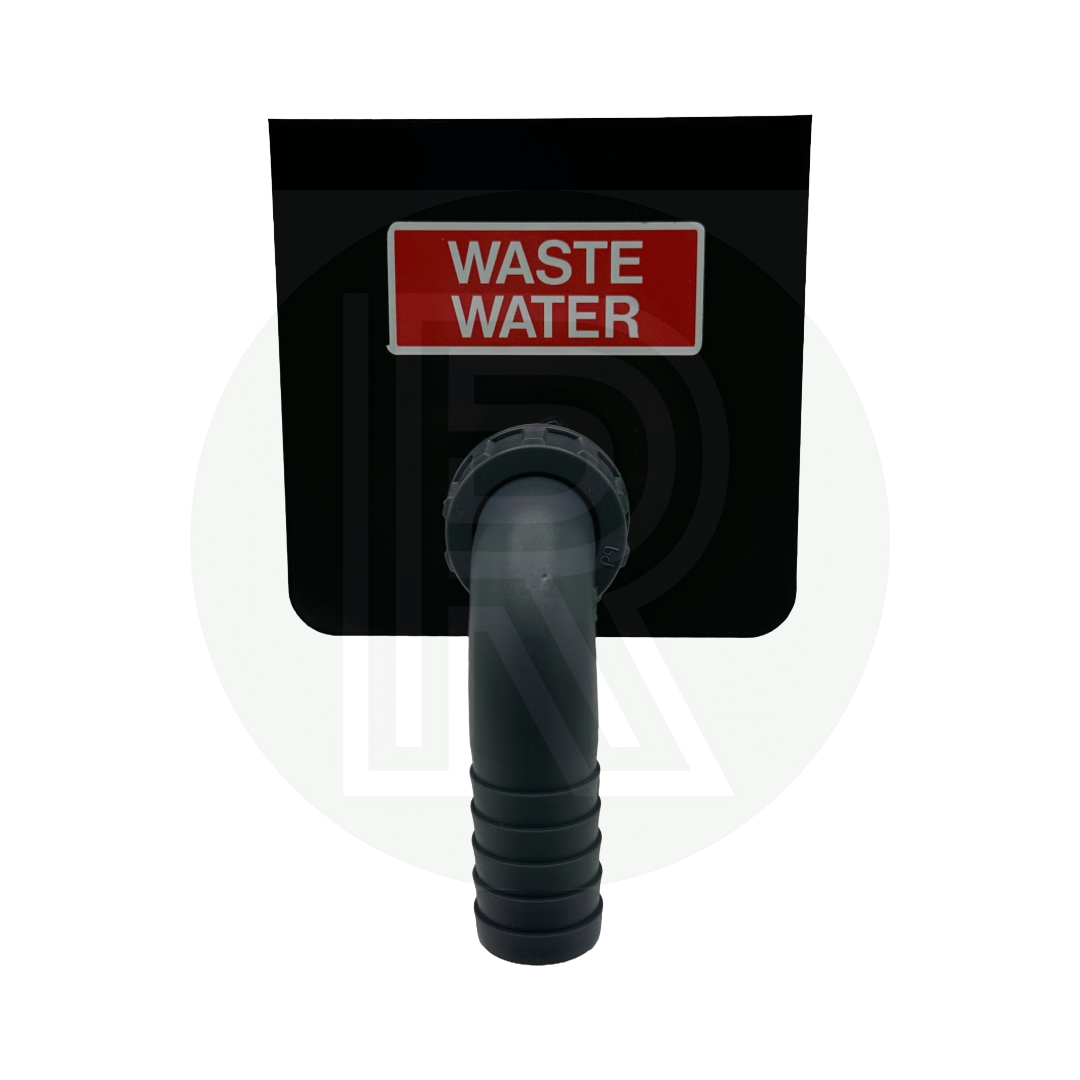 Motorhome and campervan sill mounted waste water drain valve with 20mm hose connection