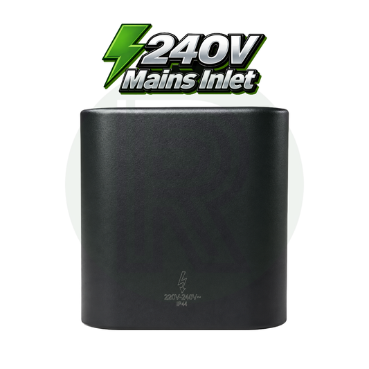 PLS Element External 240V Mains Inlet with magnetic flap in black for caravan motorhome campervan and boat