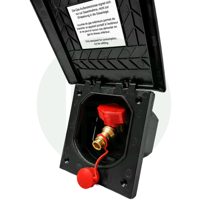 PLS Element External Gas BBQ Point with gas hose connected for external BBQ appliances