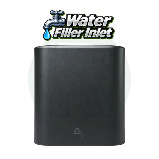 PLS Element External Water Inlet with cap and magnetic flap in black for caravan motorhome campervan and boat