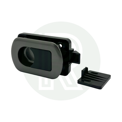 Gun Metal Princess flush door latch showing release handle for caravan motorhome and campervan furniture applications