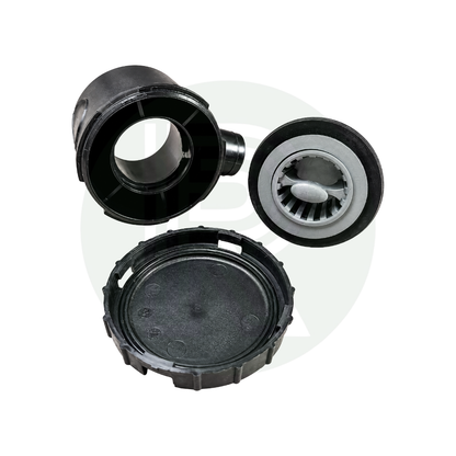 Exploded view of Reich 39mm sink waste with removable strainer, plug and waste body components