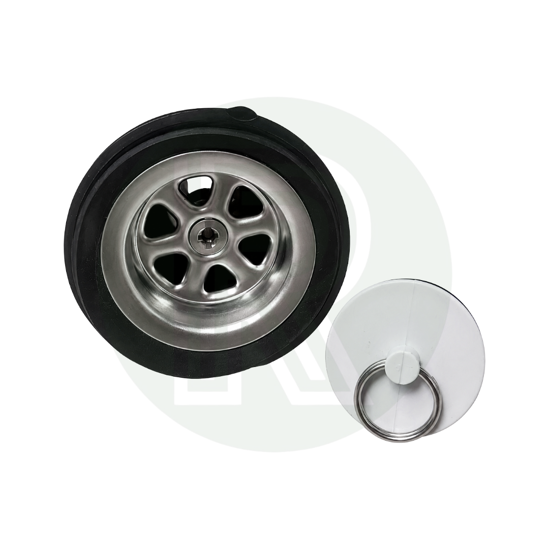 Reich black sink waste and strainer with plug and straight 25mm outlet