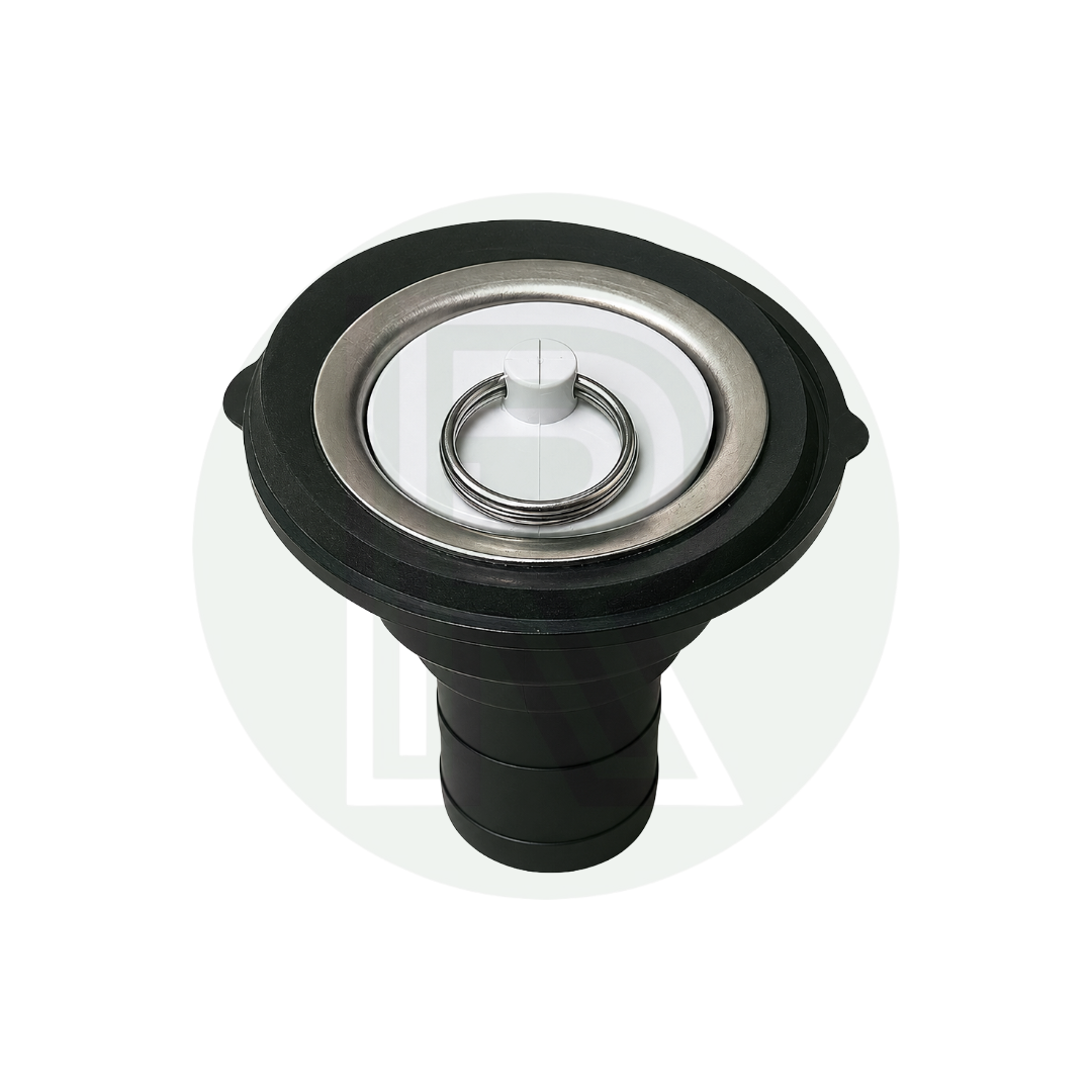 Reich black straight sink waste with strainer and plug for 39mm hole with 25mm outlet