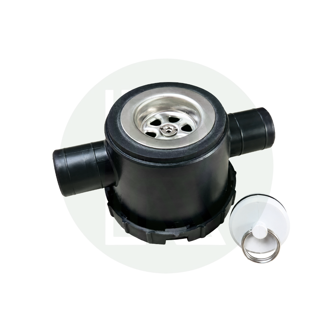 Reich 33mm sink waste syphon trap with removable strainer and 25mm inline waste outlet