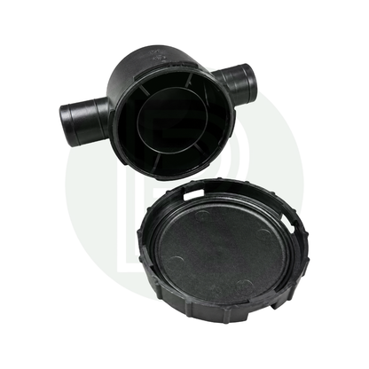 Reich 25mm inline waste water smell odour trap with easy access cap removed for cleaning and maintenance