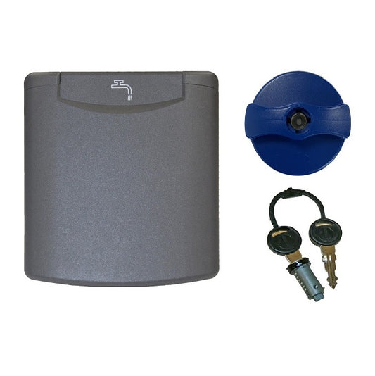 Fawo Grey Water Filler with Magnetic Flap - Complete with Locking Cap & Keys