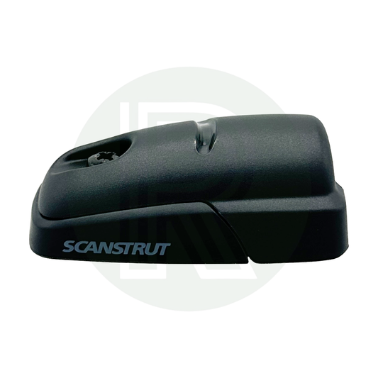 Side view of Scanstrut cable seal housing in black, showing low-profile waterproof design.