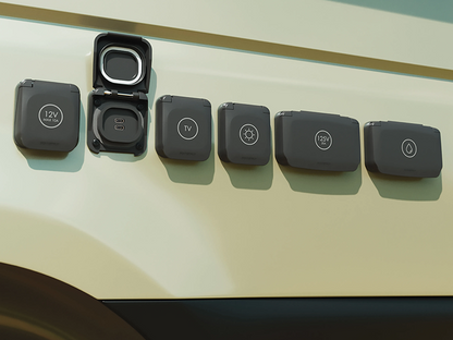 Multiple USB-C sockets installed on a surface, demonstrating real-world use.