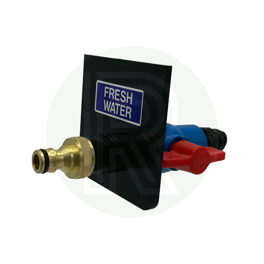 Sill mounted fresh water inlet with 12mm pushfit connection for motorhomes and campervans